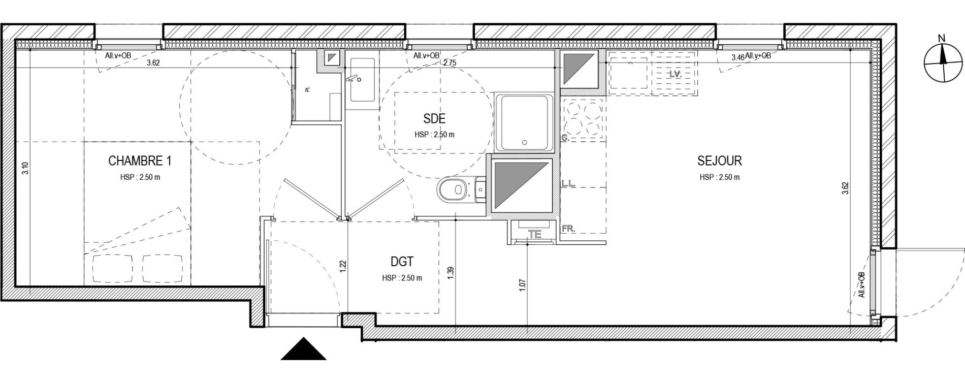 Appartement T2 de 36,61 m2 &agrave; Villefranche-Sur-Sa&ocirc;ne Centre