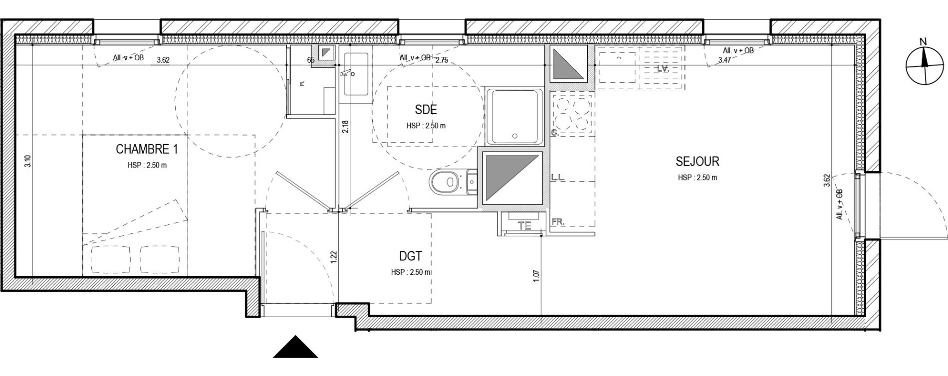 Appartement T2 de 36,61 m2 &agrave; Villefranche-Sur-Sa&ocirc;ne Centre