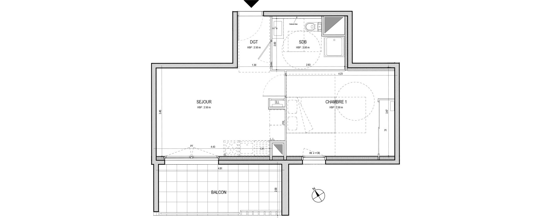 Appartement T2 de 38,36 m2 &agrave; Villefranche-Sur-Sa&ocirc;ne Centre
