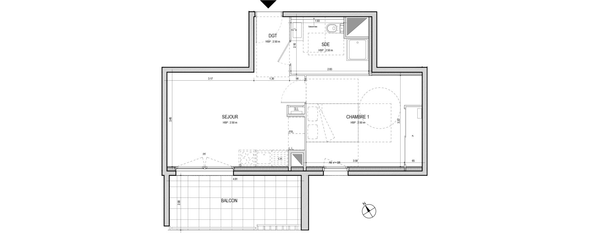Appartement T2 de 38,36 m2 &agrave; Villefranche-Sur-Sa&ocirc;ne Centre