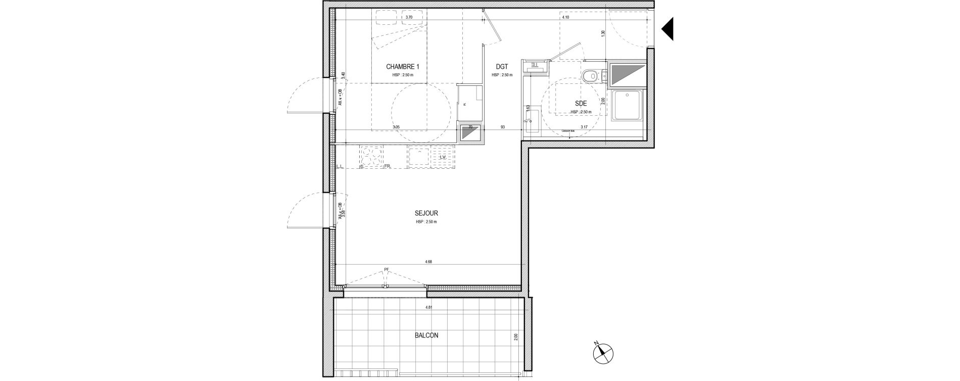 Appartement T2 de 40,89 m2 &agrave; Villefranche-Sur-Sa&ocirc;ne Centre