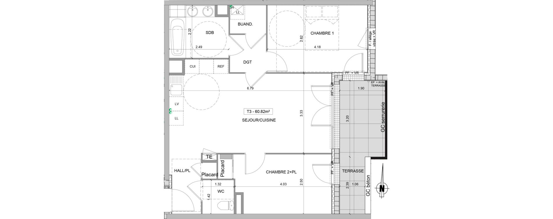 Appartement T3 de 60,82 m2 &agrave; Villefranche-Sur-Sa&ocirc;ne Centre