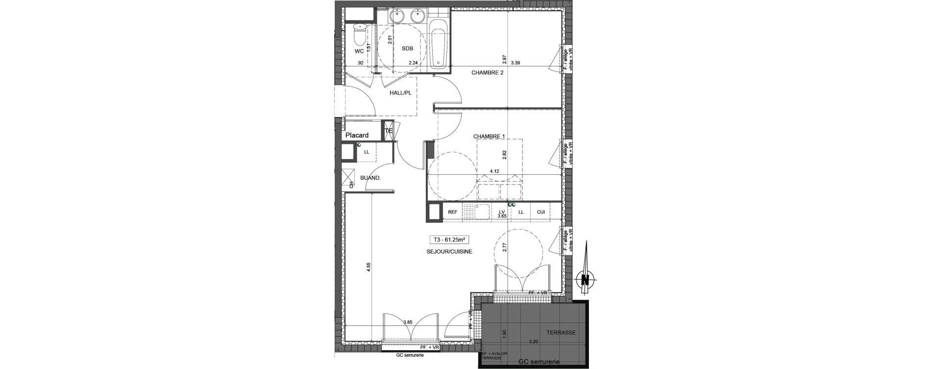 Appartement T3 de 61,25 m2 &agrave; Villefranche-Sur-Sa&ocirc;ne Centre