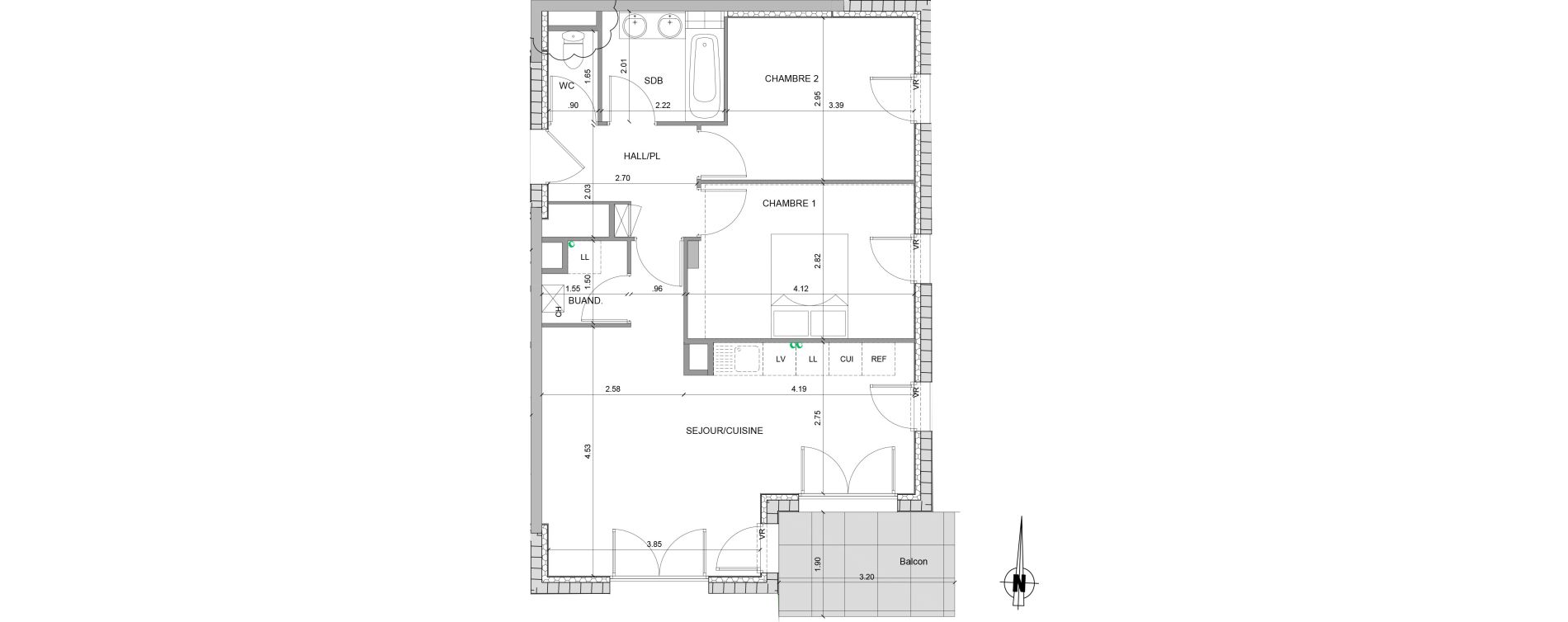 Appartement T3 de 61,33 m2 &agrave; Villefranche-Sur-Sa&ocirc;ne Centre