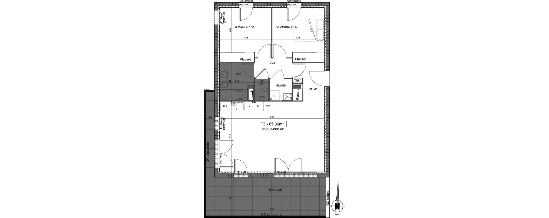 Appartement T3 de 65,36 m2 &agrave; Villefranche-Sur-Sa&ocirc;ne Centre