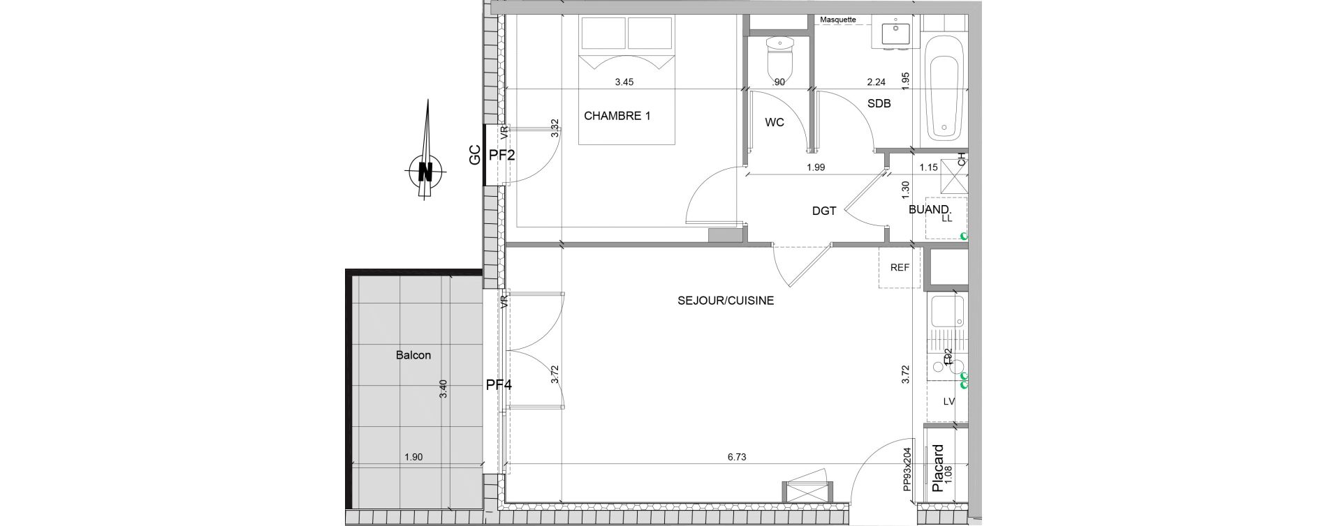 Appartement T2 de 45,62 m2 &agrave; Villefranche-Sur-Sa&ocirc;ne Centre
