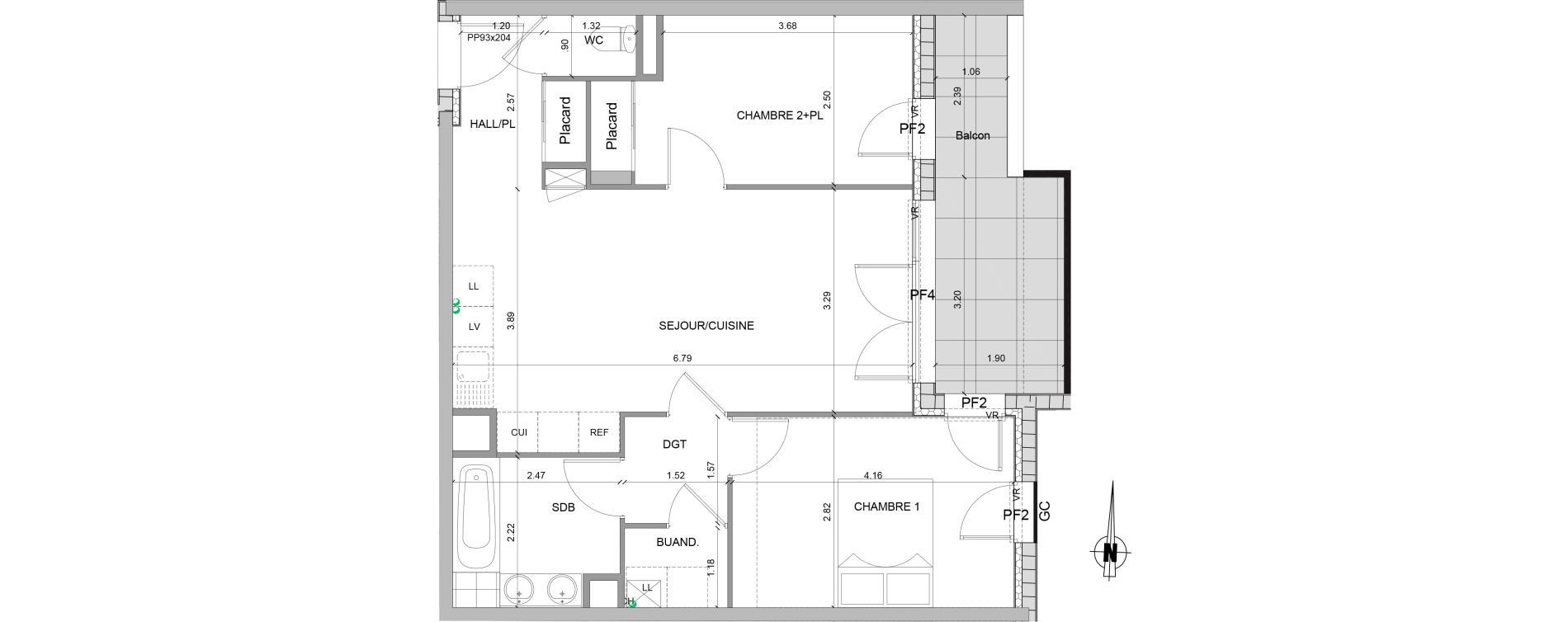 Appartement T3 de 60,41 m2 &agrave; Villefranche-Sur-Sa&ocirc;ne Centre
