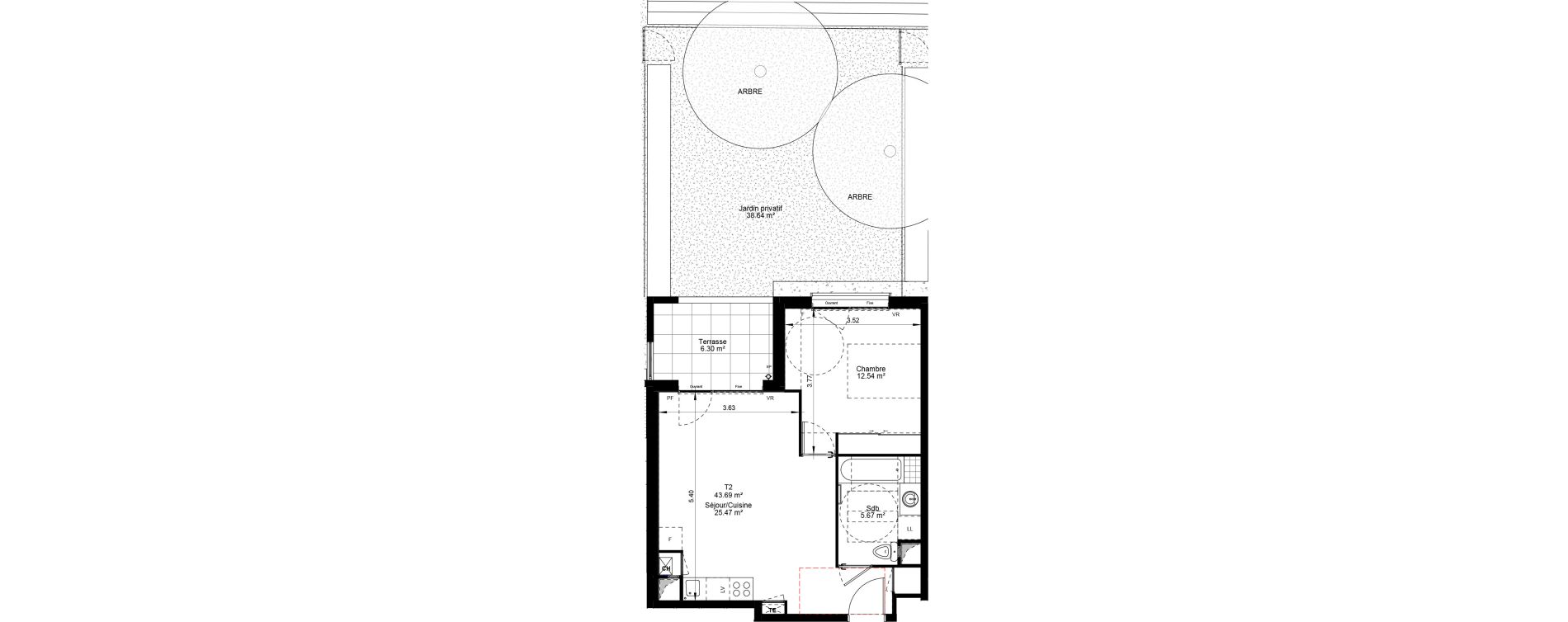 Appartement T2 de 43,69 m2 &agrave; Villefranche-Sur-Sa&ocirc;ne Centre
