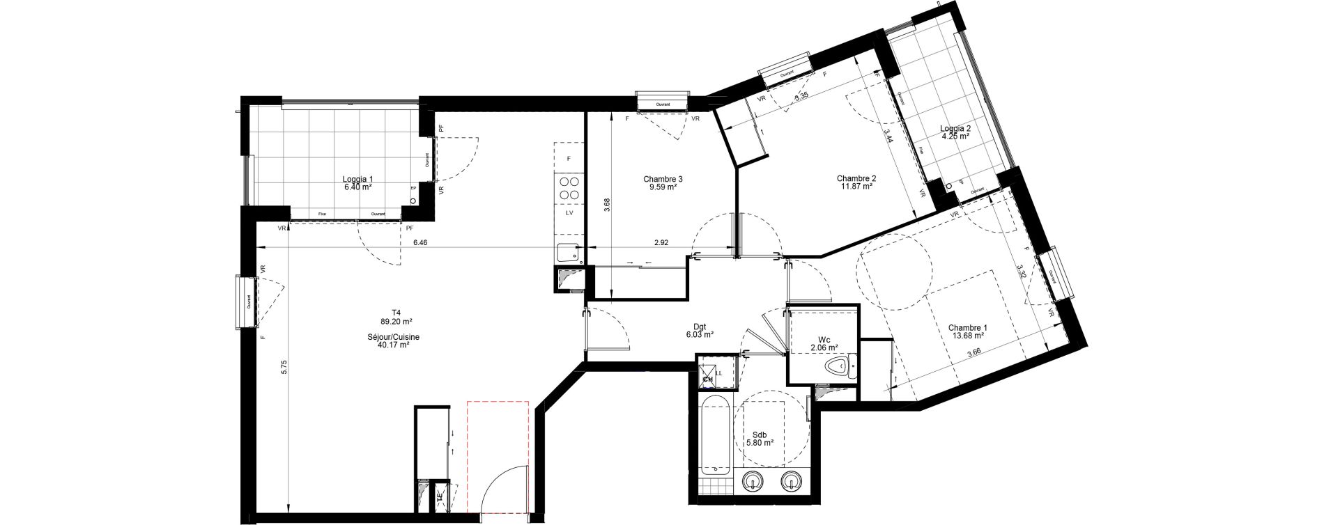 Appartement T4 de 89,20 m2 &agrave; Villefranche-Sur-Sa&ocirc;ne Centre
