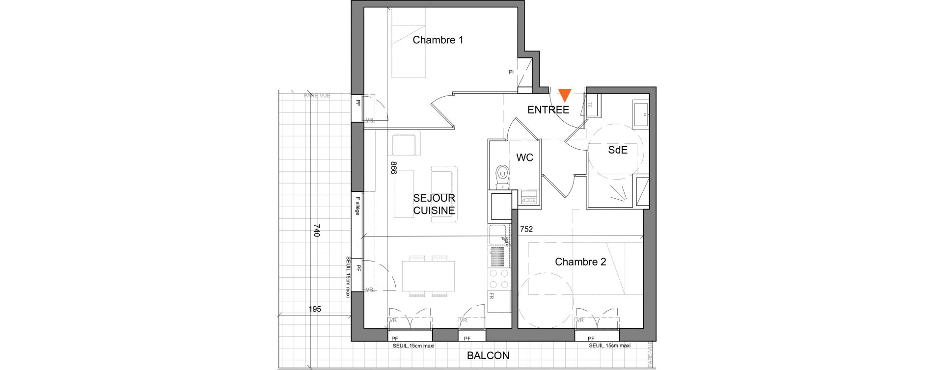 Appartement T3 de 55,30 m2 &agrave; Villefranche-Sur-Sa&ocirc;ne Centre