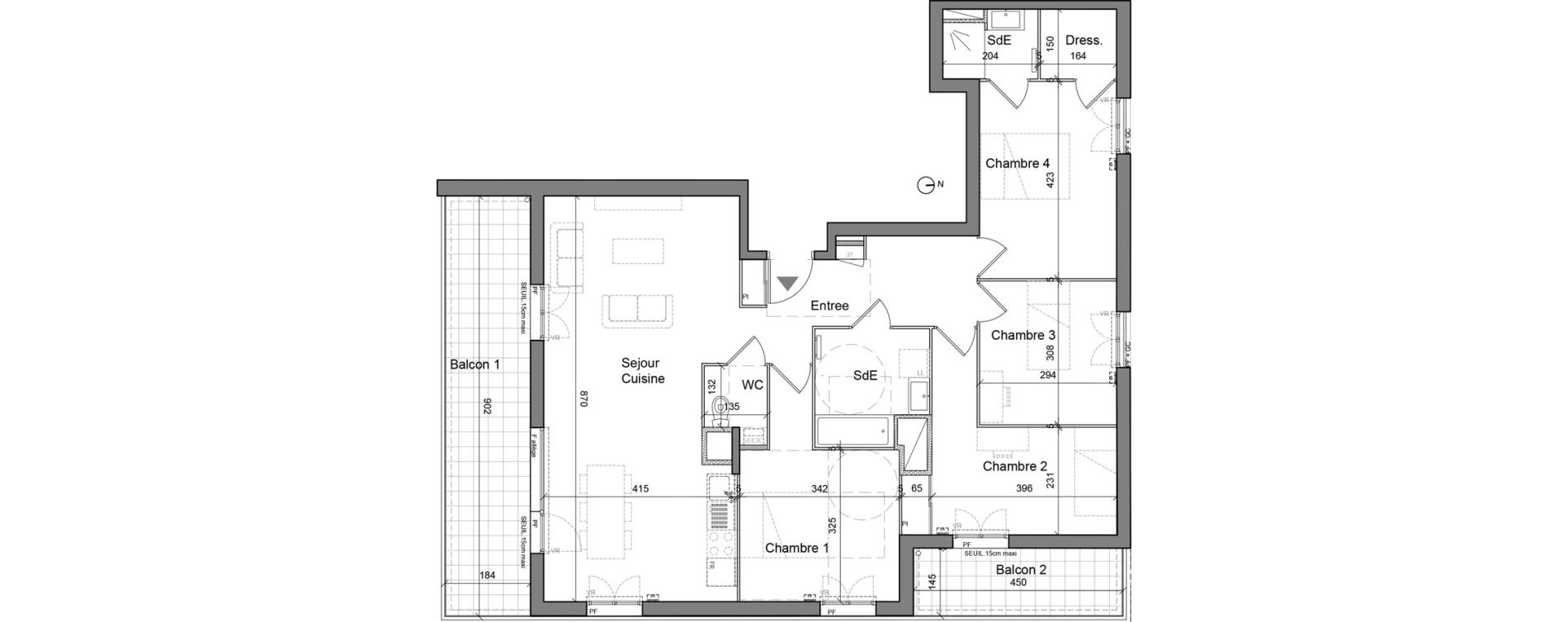 Appartement T5 de 103,50 m2 &agrave; Villefranche-Sur-Sa&ocirc;ne Centre