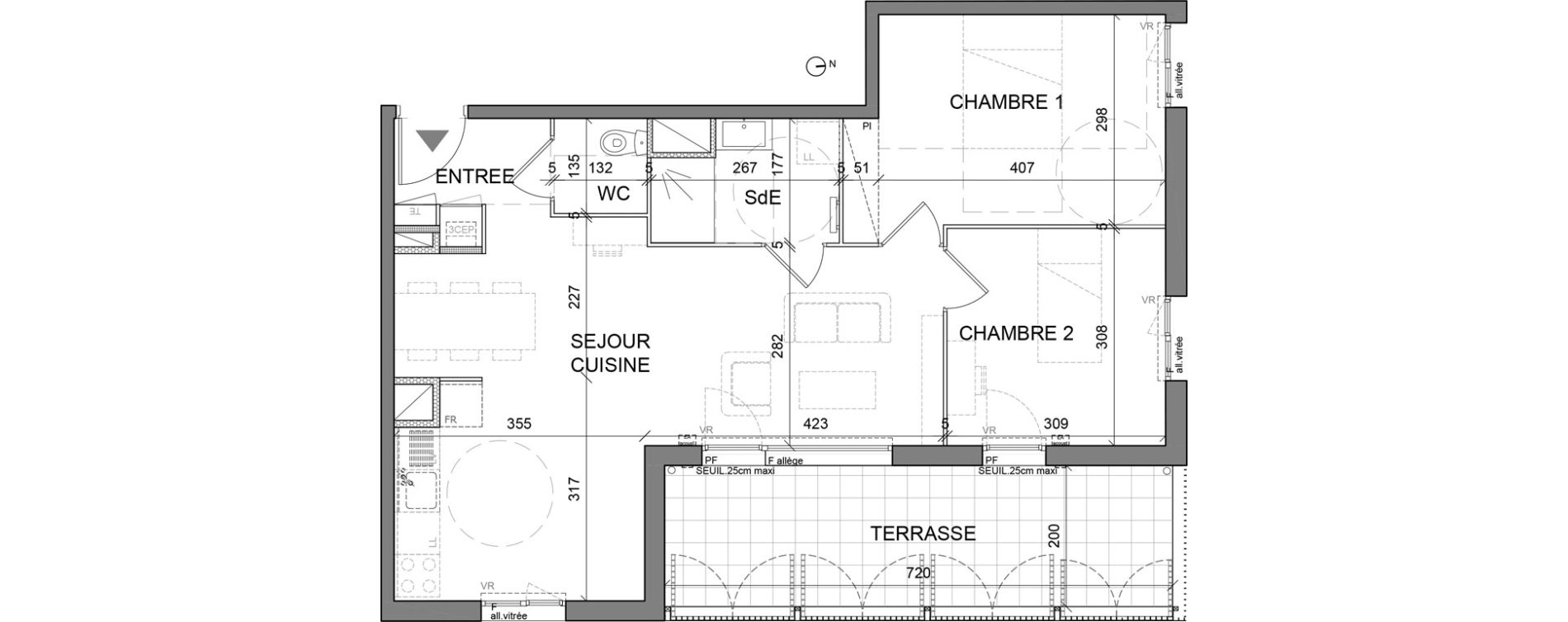 Appartement T3 de 62,00 m2 &agrave; Villefranche-Sur-Sa&ocirc;ne Centre