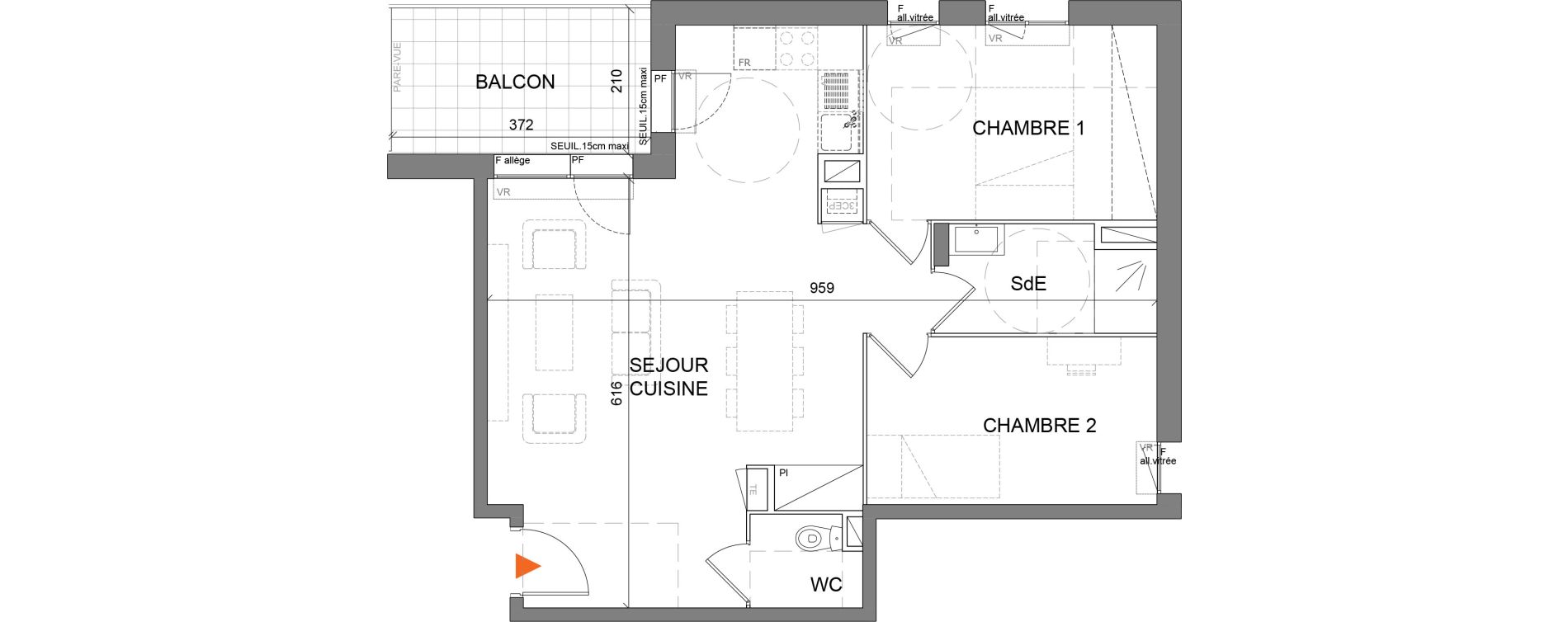 Appartement T3 de 65,00 m2 &agrave; Villefranche-Sur-Sa&ocirc;ne Centre