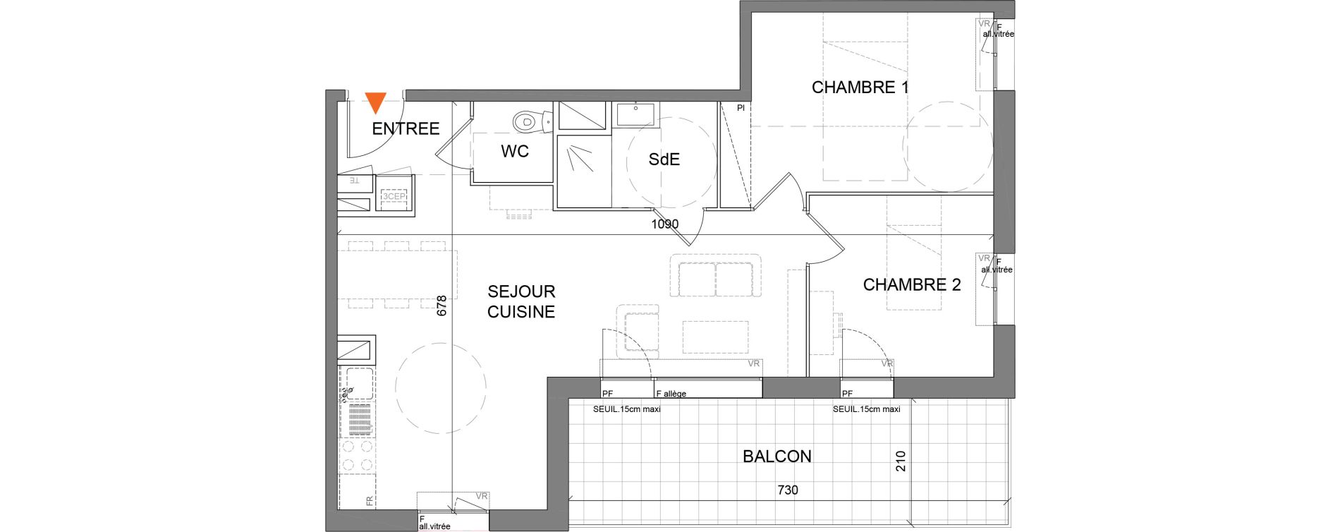 Appartement T3 de 61,20 m2 &agrave; Villefranche-Sur-Sa&ocirc;ne Centre