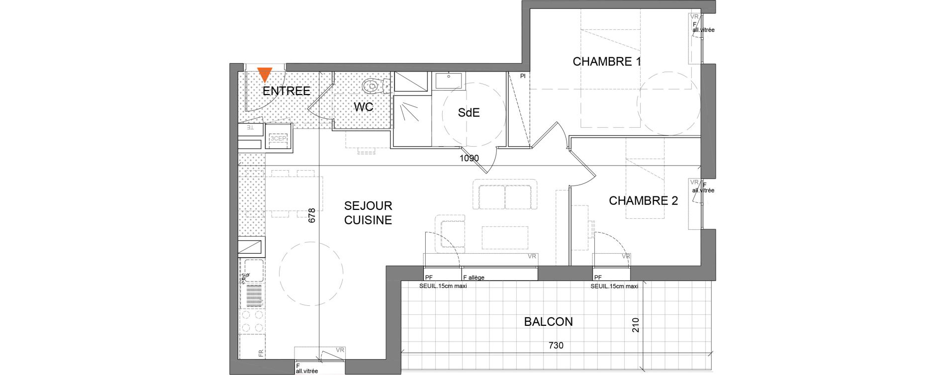 Appartement T3 de 61,20 m2 &agrave; Villefranche-Sur-Sa&ocirc;ne Centre