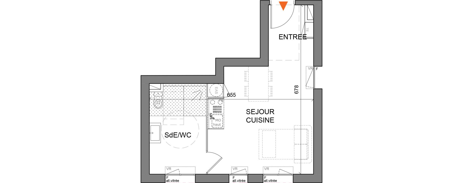 Appartement T1 de 26,50 m2 &agrave; Villefranche-Sur-Sa&ocirc;ne Centre
