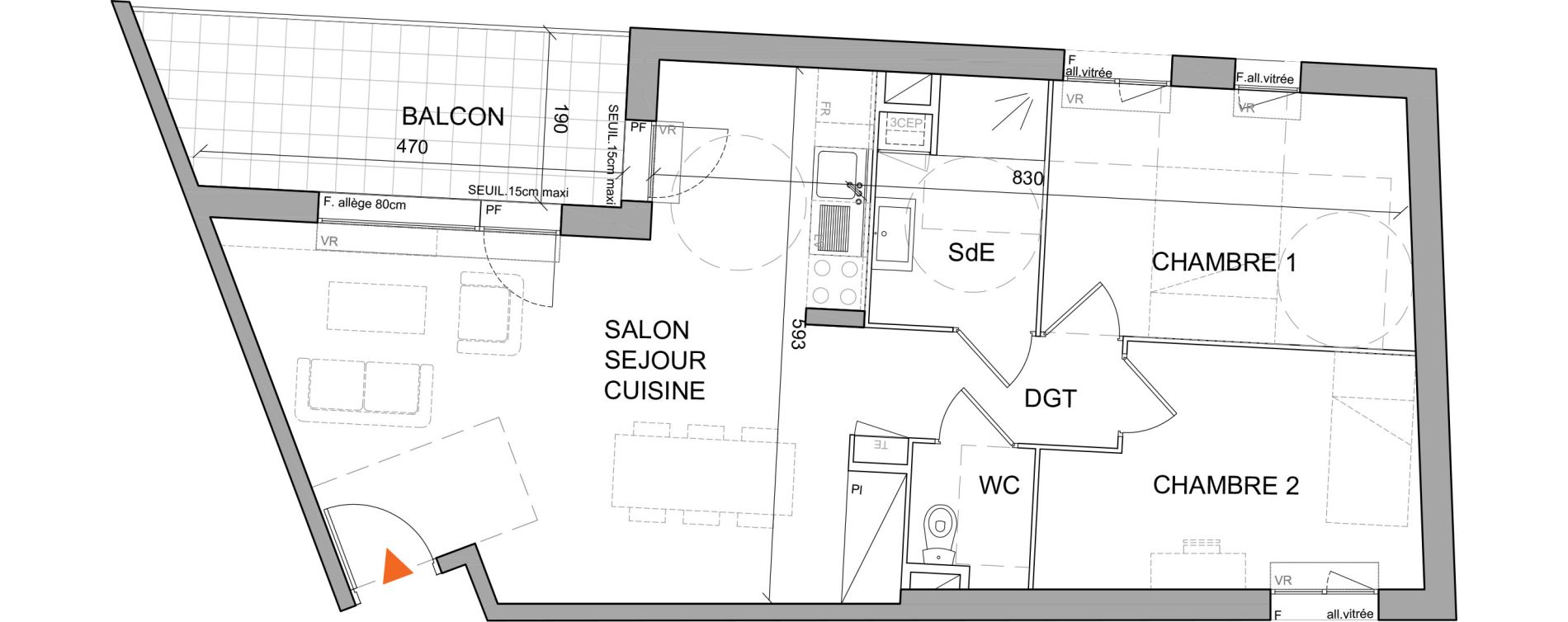 Appartement T3 de 62,80 m2 &agrave; Villefranche-Sur-Sa&ocirc;ne Centre
