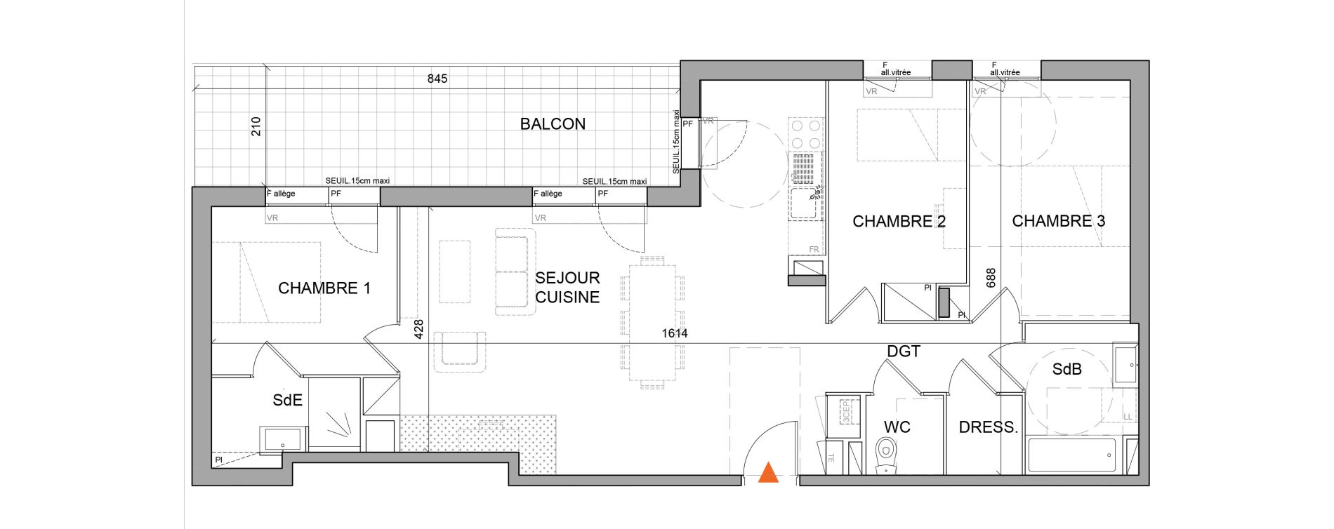 Appartement T4 de 86,70 m2 &agrave; Villefranche-Sur-Sa&ocirc;ne Centre
