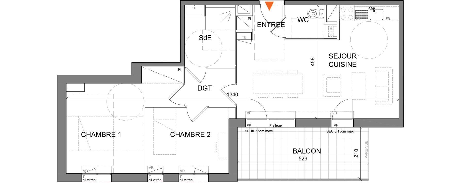 Appartement T3 de 59,70 m2 &agrave; Villefranche-Sur-Sa&ocirc;ne Centre