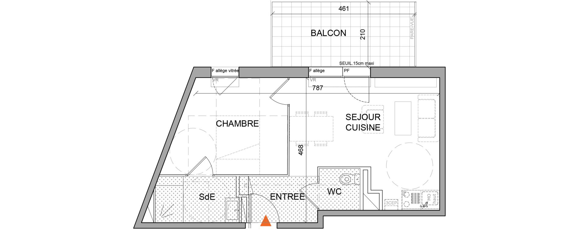 Appartement T2 de 37,30 m2 &agrave; Villefranche-Sur-Sa&ocirc;ne Centre