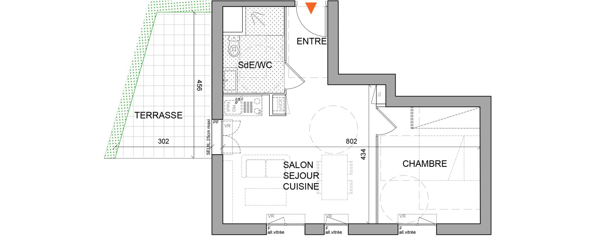 Appartement T2 de 39,30 m2 &agrave; Villefranche-Sur-Sa&ocirc;ne Centre