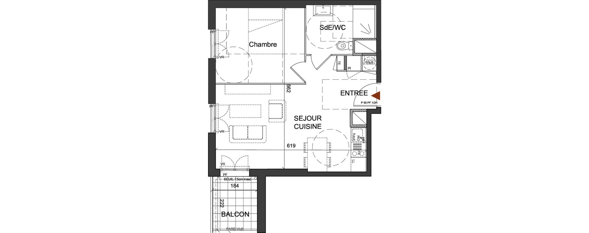 Appartement T2 de 41,30 m2 &agrave; Villefranche-Sur-Sa&ocirc;ne Centre