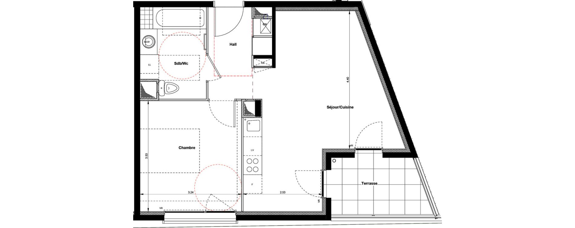 Appartement T2 de 44,30 m2 &agrave; Villefranche-Sur-Sa&ocirc;ne Centre