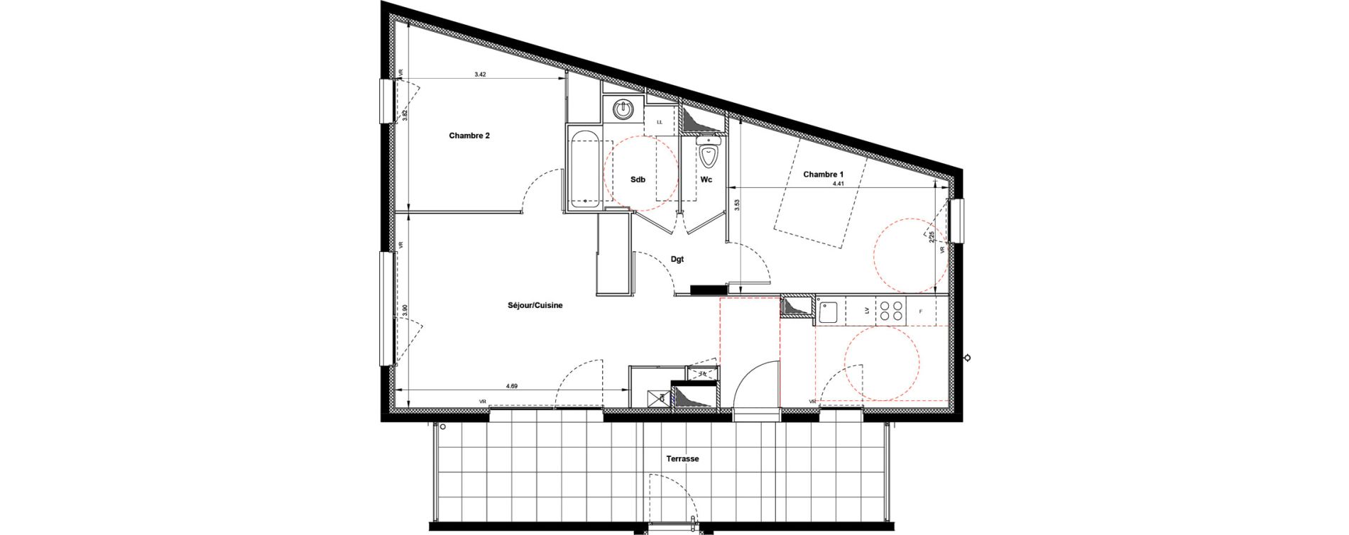 Appartement T3 de 65,02 m2 &agrave; Villefranche-Sur-Sa&ocirc;ne Centre