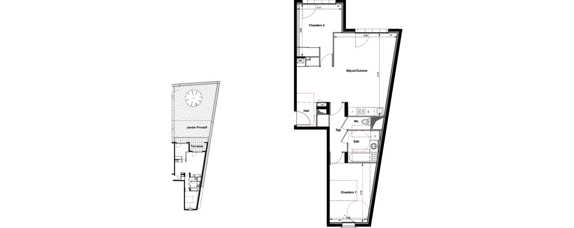 Appartement T3 de 65,32 m2 &agrave; Villefranche-Sur-Sa&ocirc;ne Centre