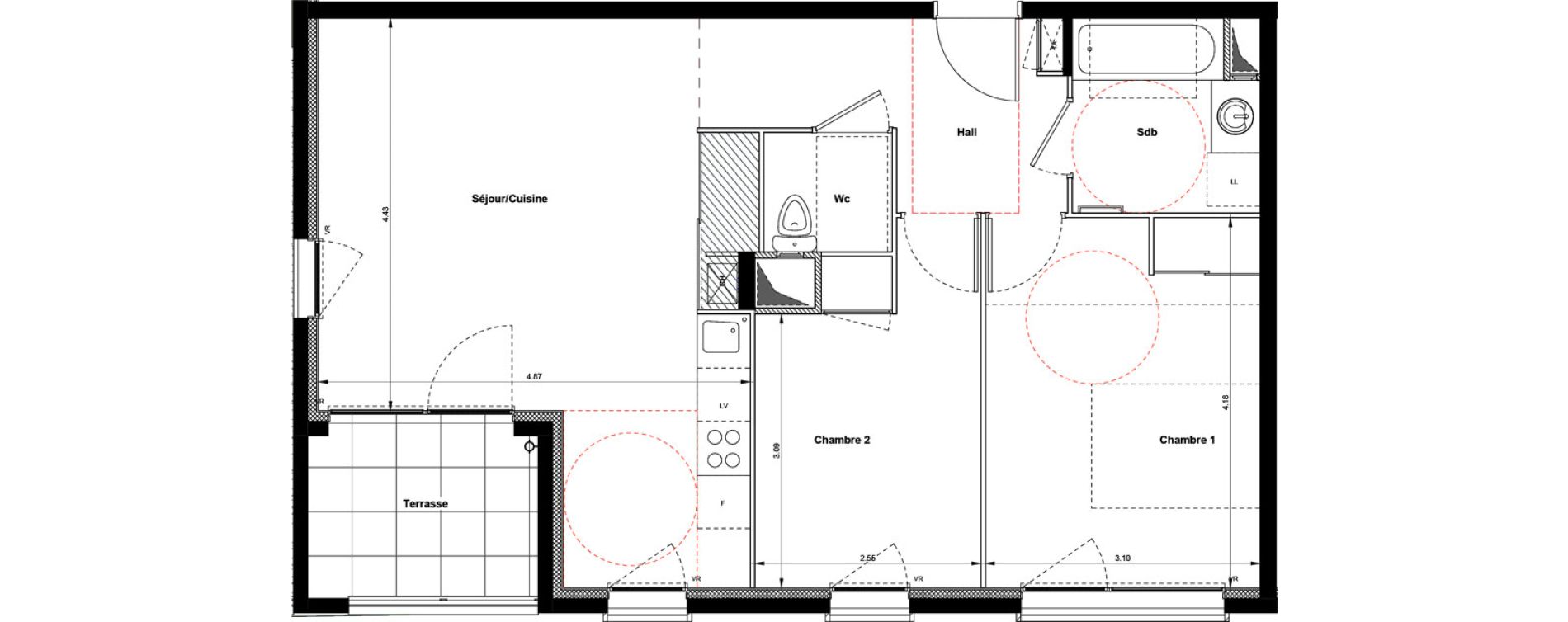 Appartement T3 de 60,52 m2 &agrave; Villefranche-Sur-Sa&ocirc;ne Centre