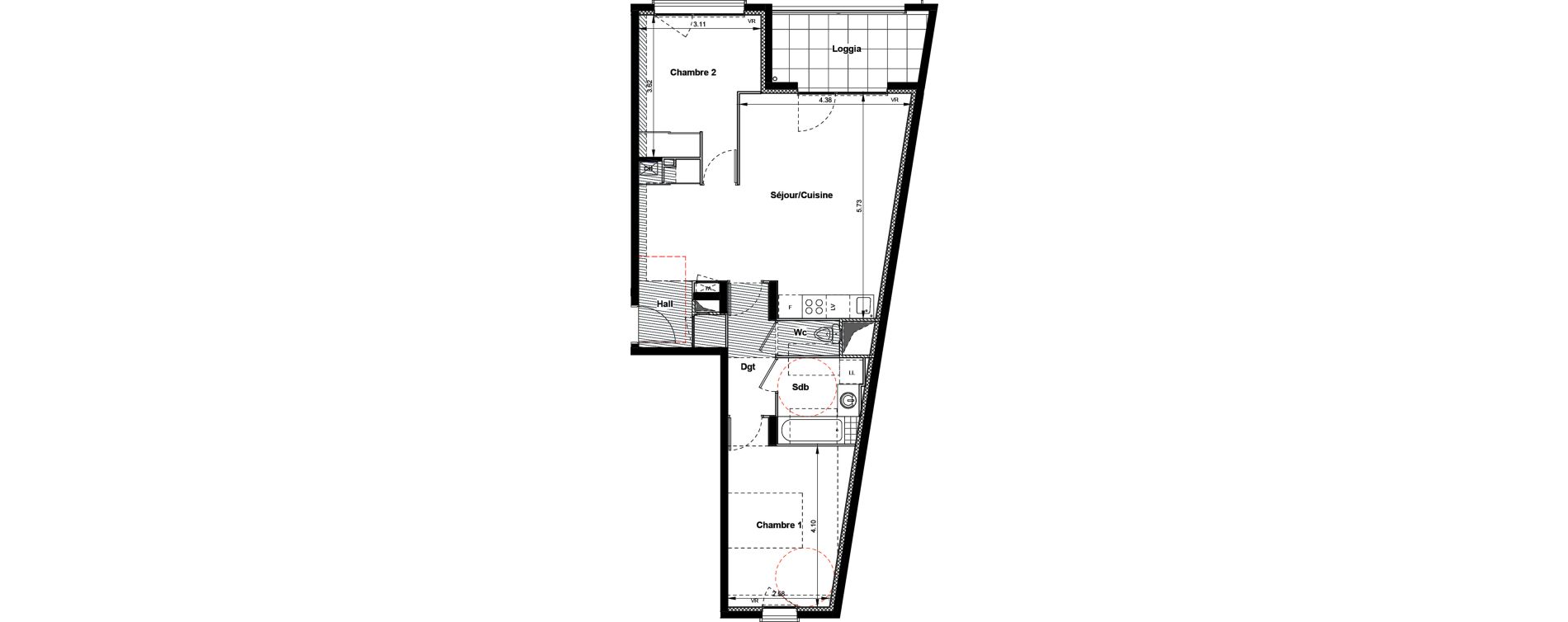 Appartement T3 de 65,32 m2 &agrave; Villefranche-Sur-Sa&ocirc;ne Centre