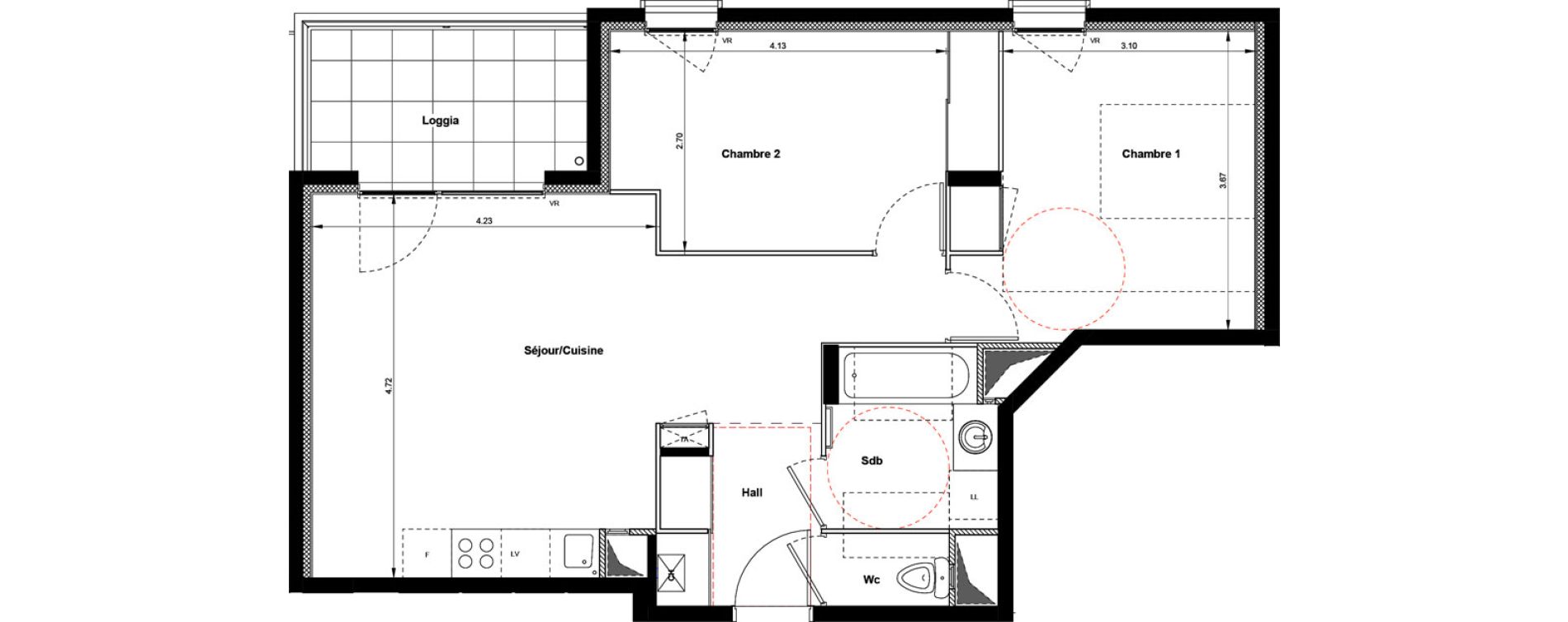 Appartement T3 de 60,46 m2 &agrave; Villefranche-Sur-Sa&ocirc;ne Centre