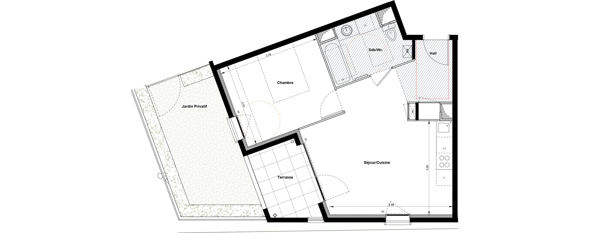 Appartement T2 de 44,06 m2 &agrave; Villefranche-Sur-Sa&ocirc;ne Centre