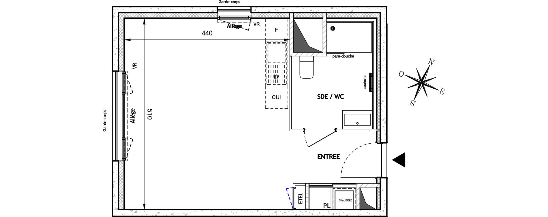 Appartement T1 de 31,85 m2 &agrave; Villeurbanne La soie