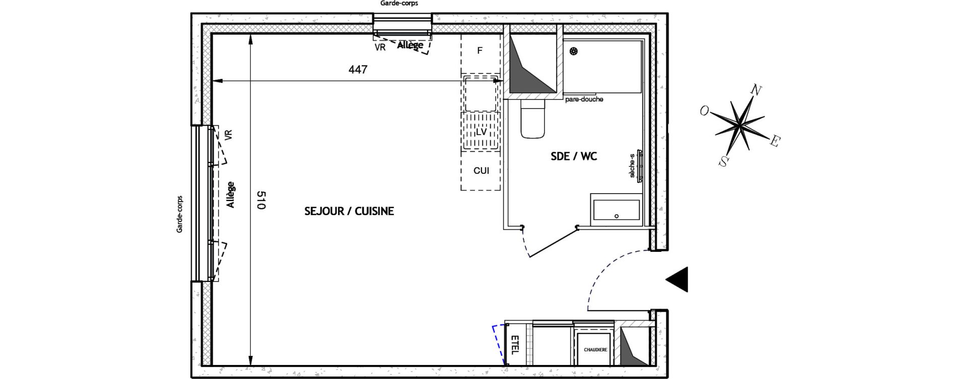 Appartement T1 de 31,91 m2 &agrave; Villeurbanne La soie