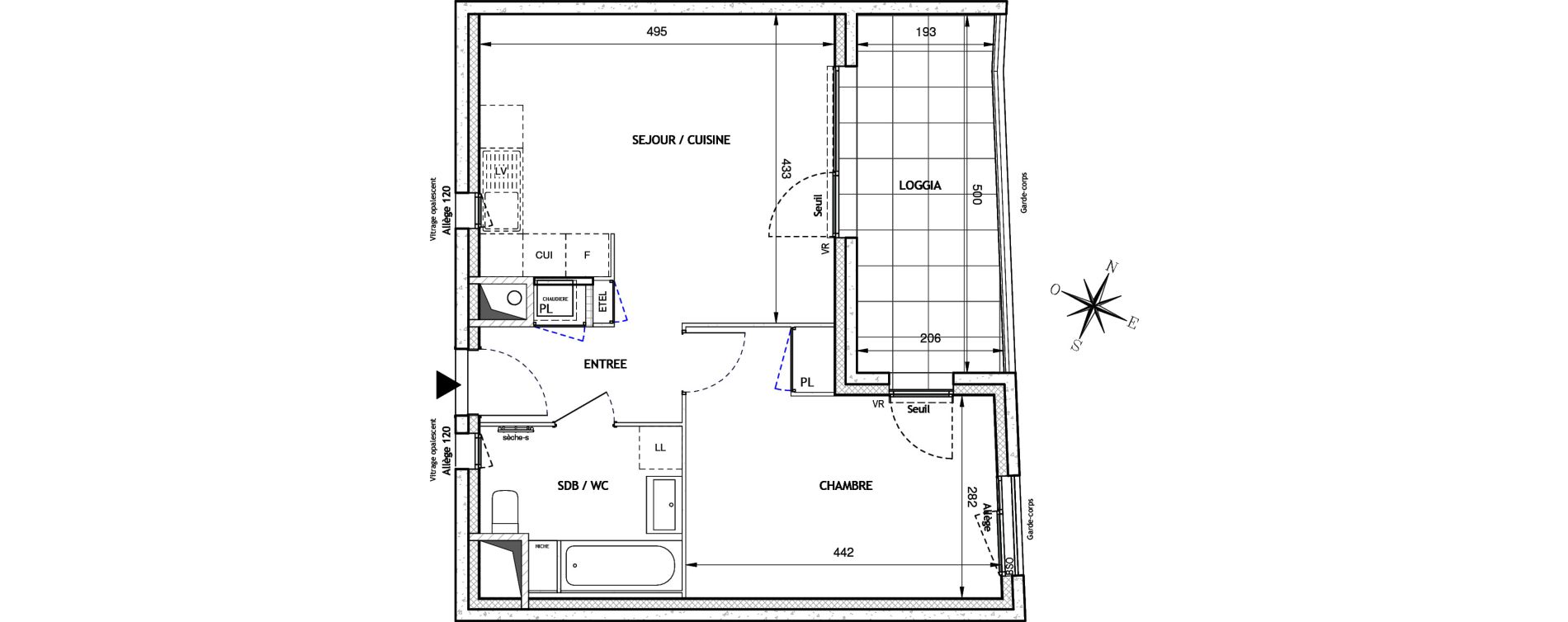 Appartement T2 de 44,67 m2 &agrave; Villeurbanne La soie