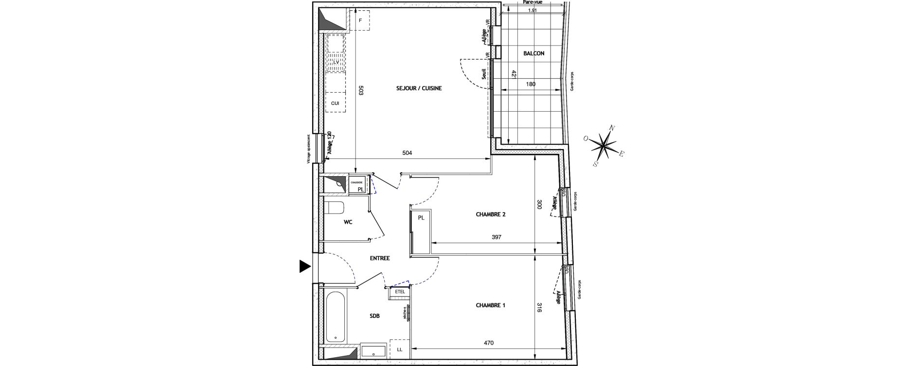 Appartement T3 de 64,47 m2 &agrave; Villeurbanne La soie