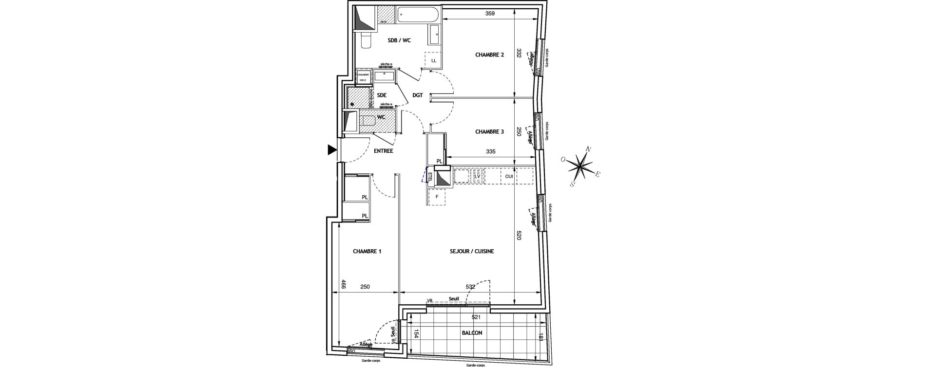 Appartement T4 de 81,00 m2 &agrave; Villeurbanne La soie