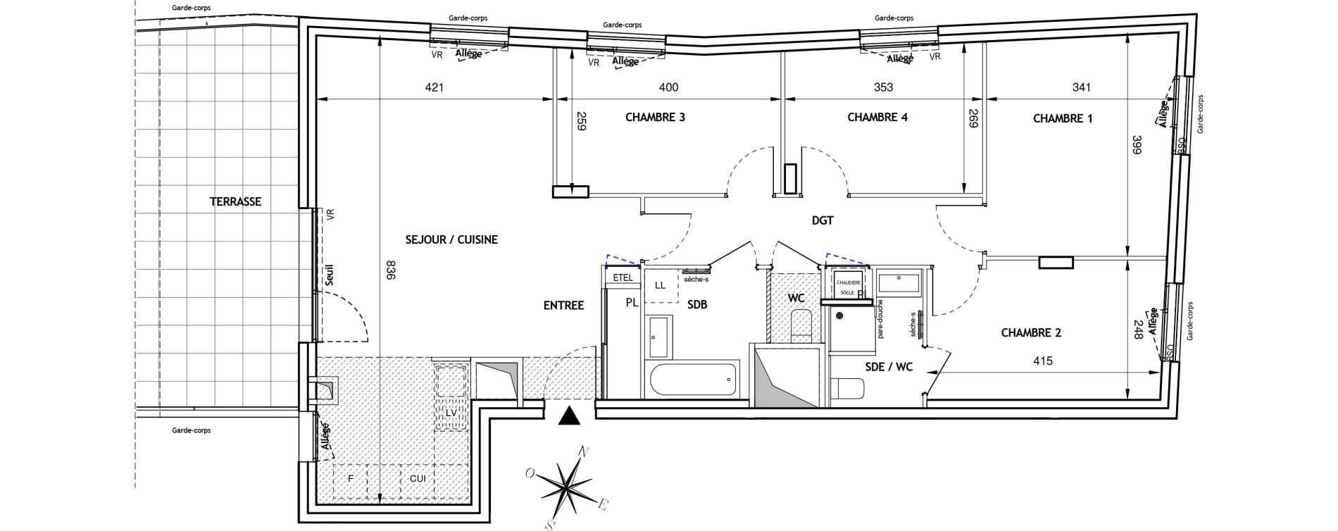 Appartement T5 de 90,15 m2 &agrave; Villeurbanne La soie