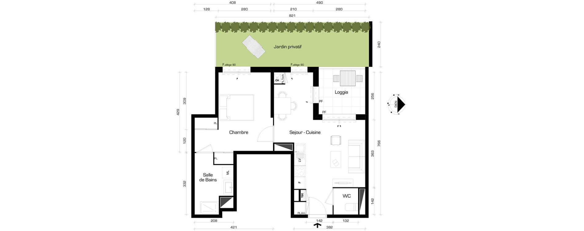 Appartement T2 de 45,60 m2 &agrave; Villeurbanne Cyprian - les brosses