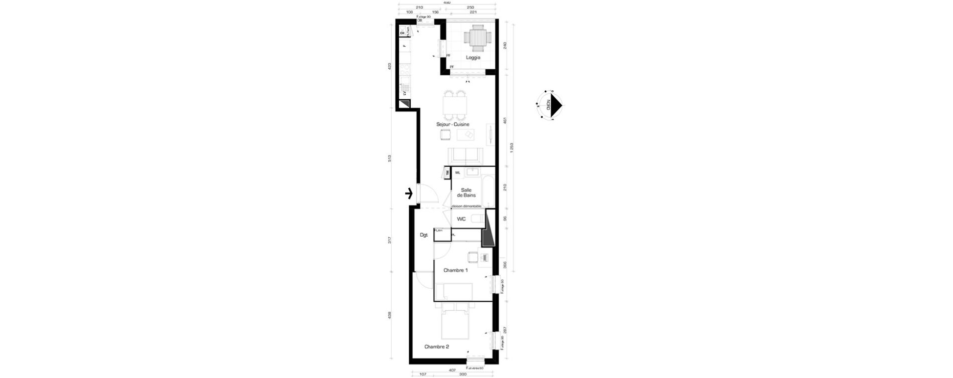Appartement T3 de 61,36 m2 &agrave; Villeurbanne Cyprian - les brosses