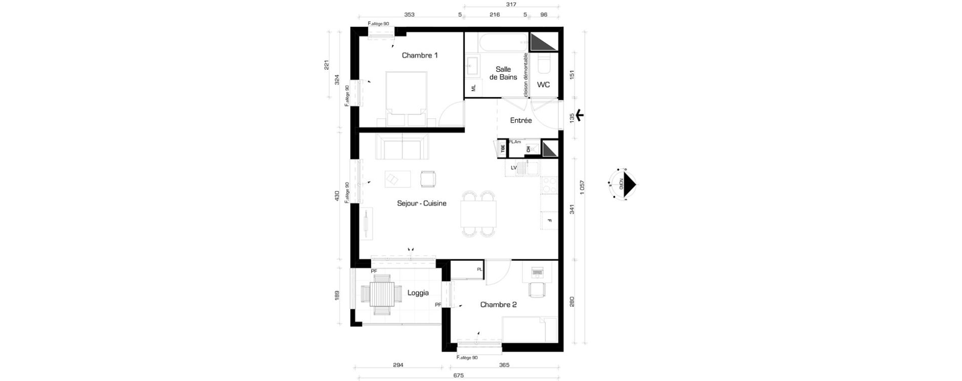 Appartement T3 de 59,57 m2 &agrave; Villeurbanne Cyprian - les brosses