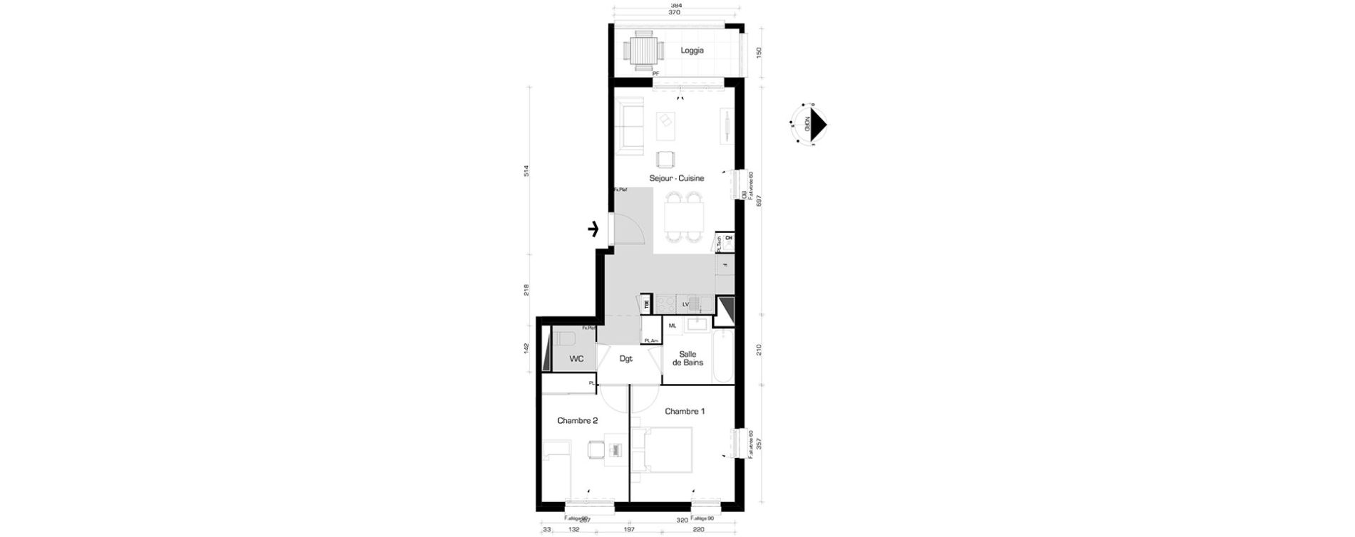 Appartement T3 de 57,52 m2 &agrave; Villeurbanne Cyprian - les brosses