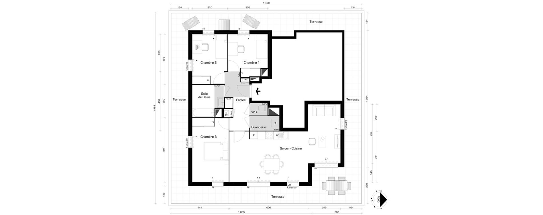 Appartement T4 de 85,16 m2 &agrave; Villeurbanne Cyprian - les brosses