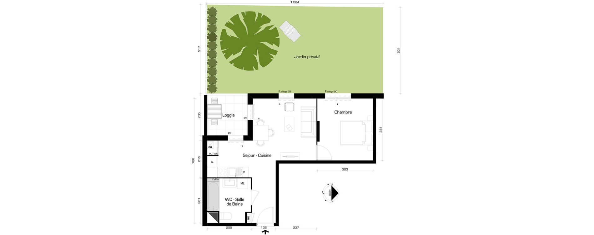 Appartement T2 de 41,44 m2 &agrave; Villeurbanne Cyprian - les brosses