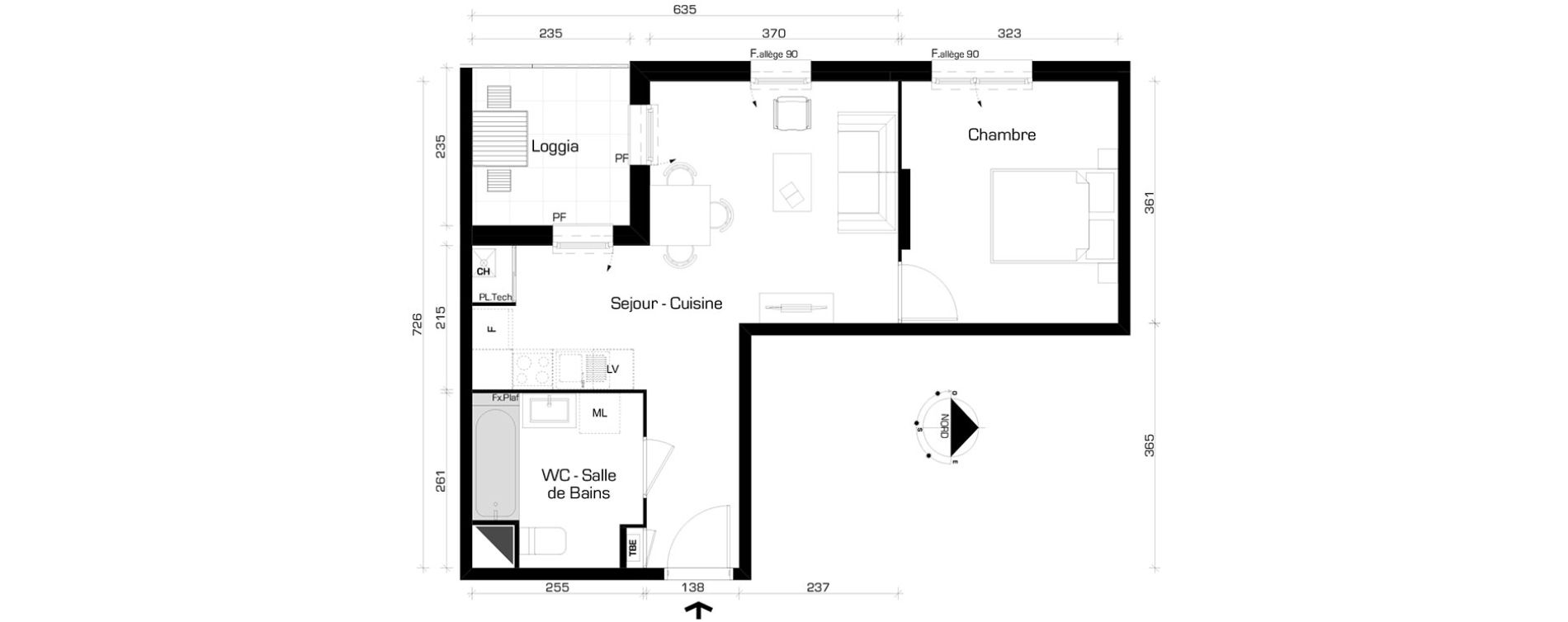 Appartement T2 de 41,44 m2 &agrave; Villeurbanne Cyprian - les brosses