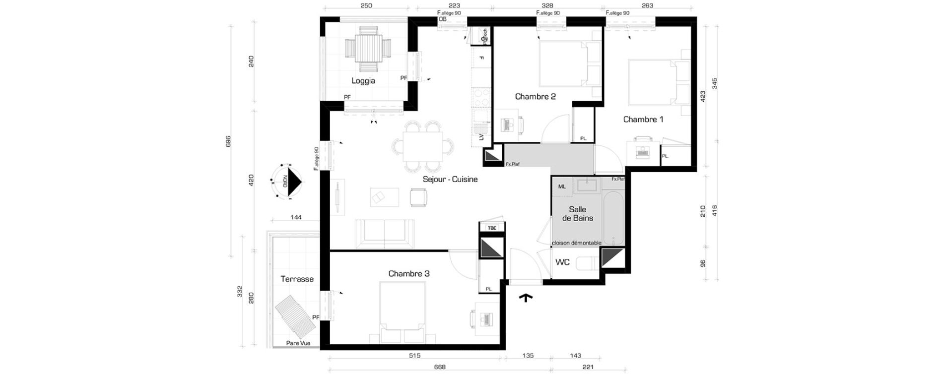 Appartement T4 de 76,45 m2 &agrave; Villeurbanne Cyprian - les brosses