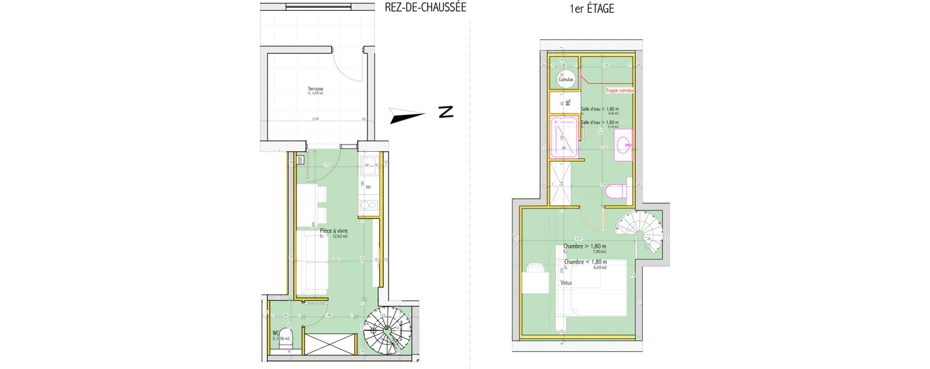 Duplex T2 de 24,00 m2 &agrave; Villeurbanne Buers - croix-luizet