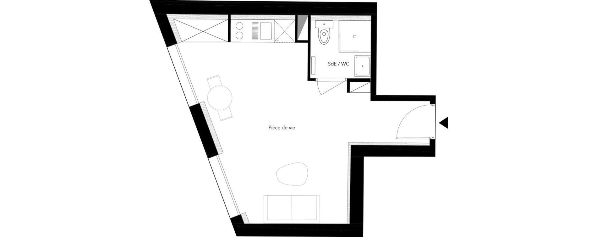 Appartement T1 de 26,80 m2 &agrave; Villeurbanne Buers - croix-luizet