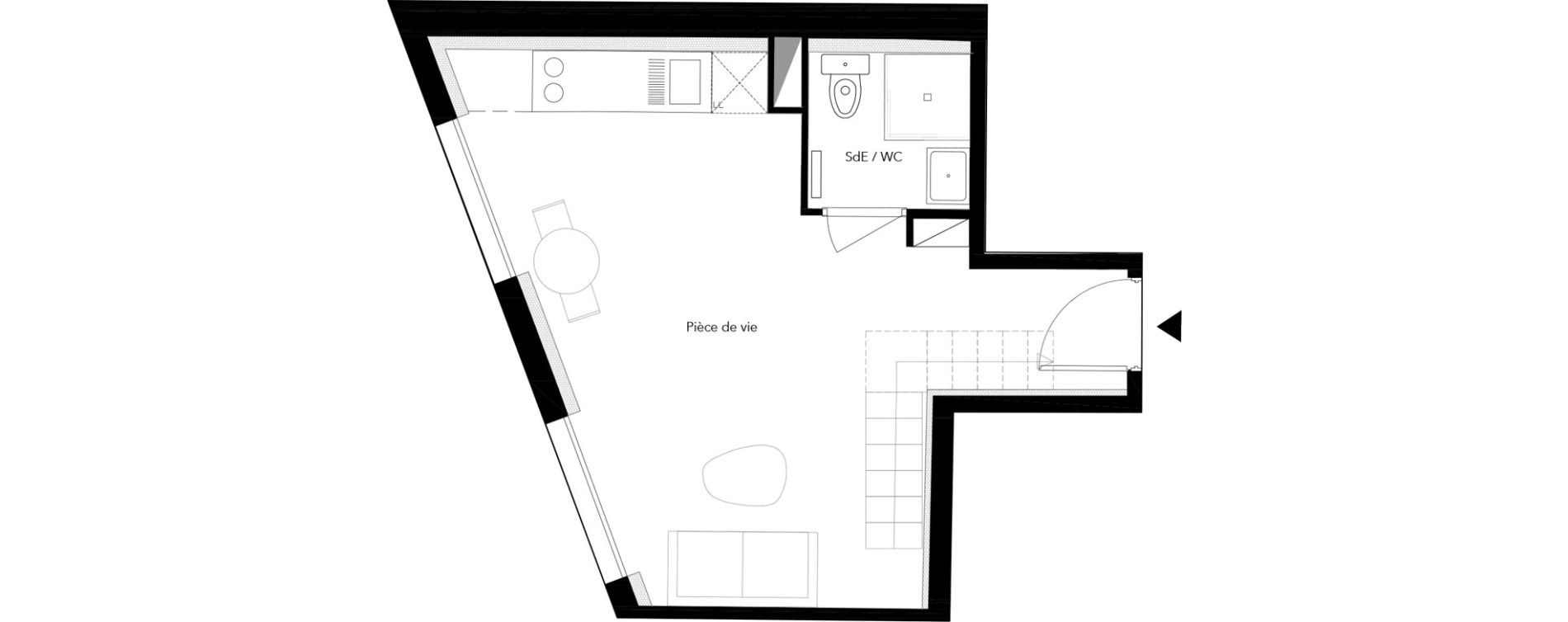 Duplex T2 de 40,74 m2 &agrave; Villeurbanne Buers - croix-luizet